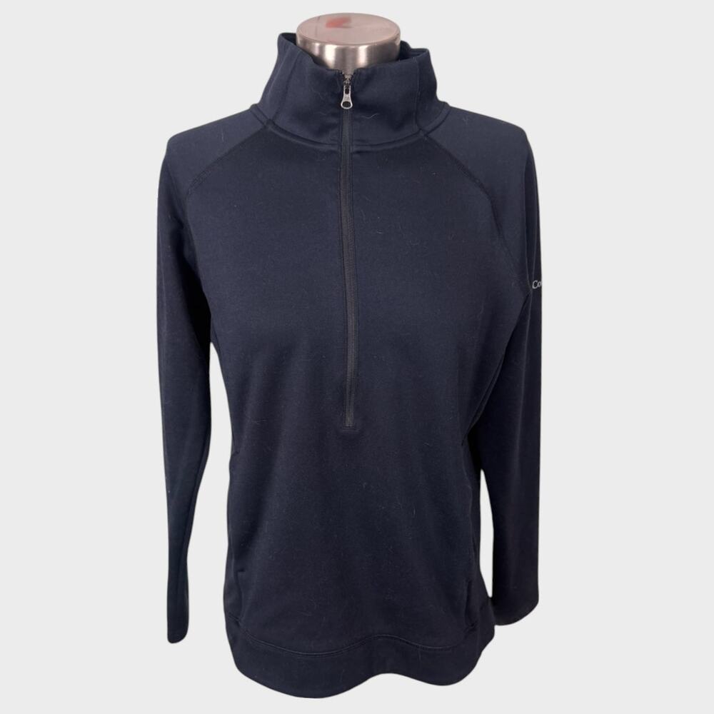 Columbia Black Womens 1/2 Zip Athletic Jacket Small Polyester Blend